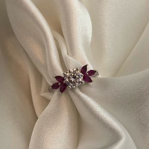 🆕925 Sterling Silver Delicate Flowers Leaves Ring